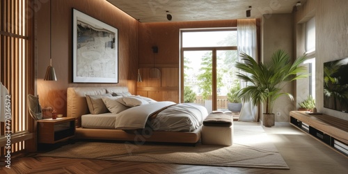 interior of a stylish bedroom with minimalist design elements