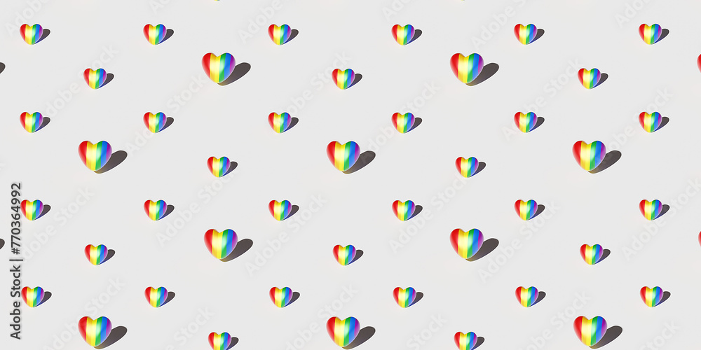Gay pride concept. LGBT heart rainbow flag pattern. 3d render. Gay pride concept. LGBT heart rainbow flag pattern. 3d render.
