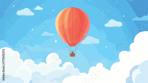Fototapeta Naklejka Na Ścianę i Meble -  Hot air balloon in the blue sky. Vector in flat style