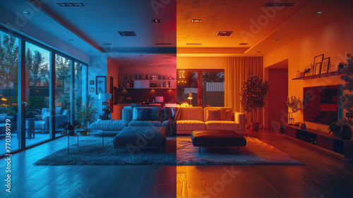 Comparison of Interior of different designs with the colors of the year Peach Fuzz Topic Pantones 2024 Color of the Year