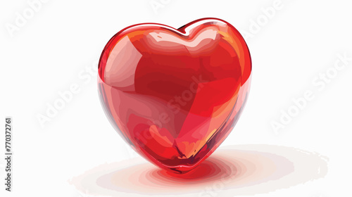 Light red shiny heart isolated over a white background