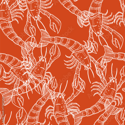 Red Lobster Seamless Pattern