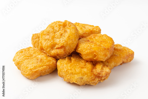 Chicken nuggets on white background