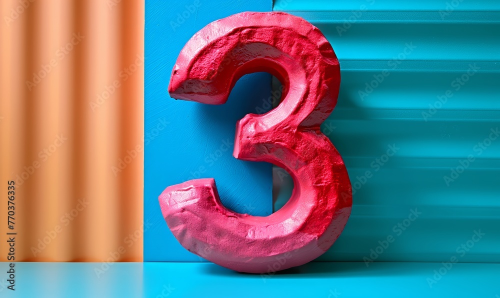 Number 3 on an abstract colored background. Number 3 on an abstract colored background.