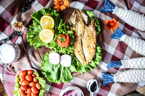 Sumptuous Picnic Feast on a Checkered Blanket