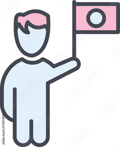 Raising Flag Vector Icon