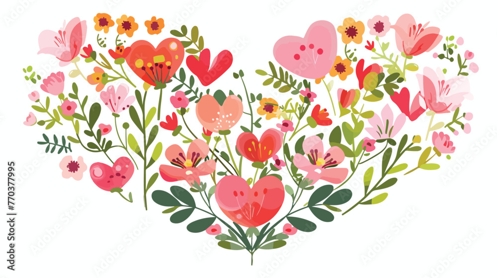 Mothers Day and Valentines Day greeting card flat vector