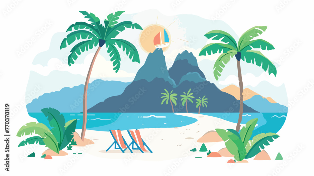 Cartoon Summer vacation background Flat vector isolated