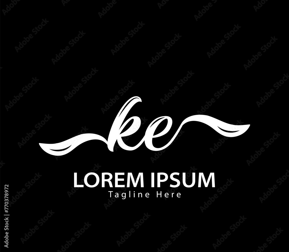 Initial handwriting letter KE logo design. KE logo design. KE logo ...