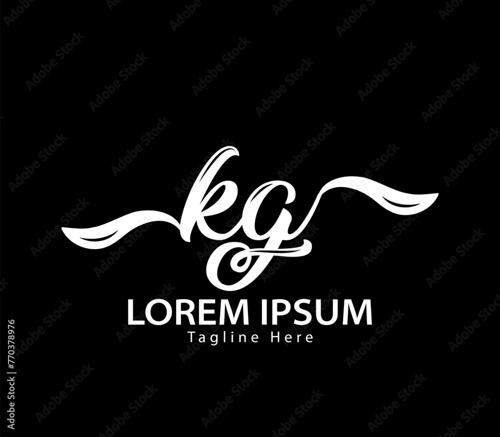 Initial handwriting letter KG logo design. KG logo design. KG logo ...