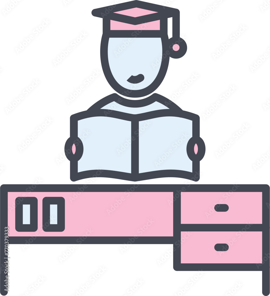 Studying on Desk II Vector Icon Studying on Desk II Vector Icon