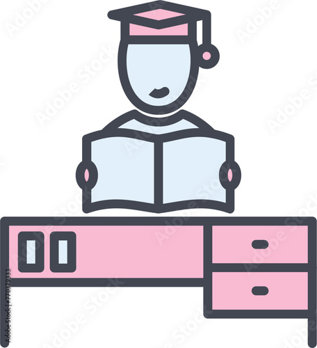 Studying on Desk II Vector Icon