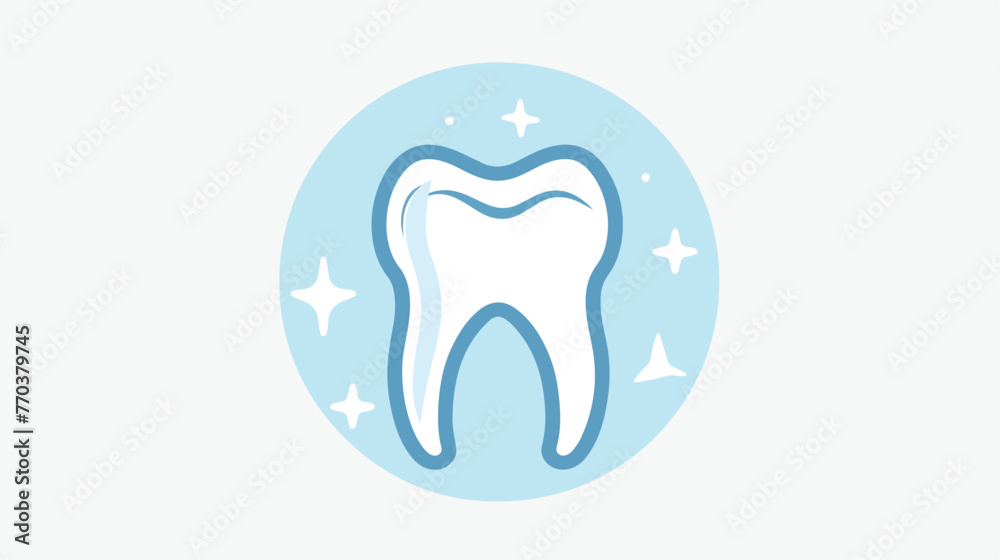 Clean tooth vector icon. Flat . Filled line style. Bl