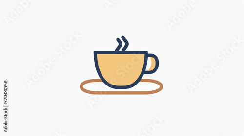 Coffee cup line icon Flat vector isolated on white background