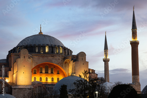 Hagia Sophia Mosque façade during sunrise, Istanbul photo