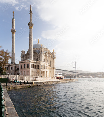 Panoramic photograph of Ortaköy Mosque during sunny day, Istanbul photo