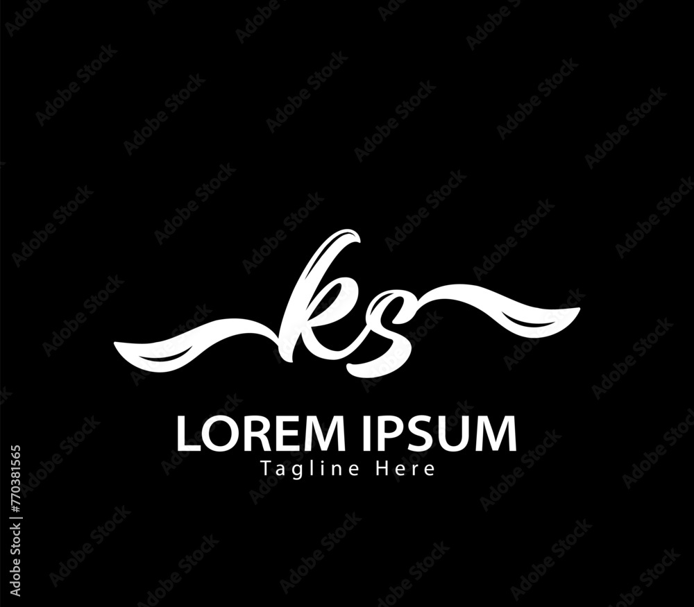 Initial handwriting letter KS logo design. KS logo design. KS logo ...