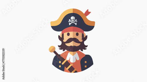Pirate in Hat icon for your project flat vector 