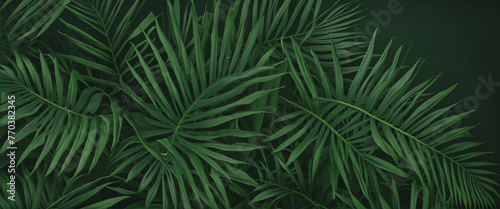 tropical leaves dark green background colorful background © Fukurou