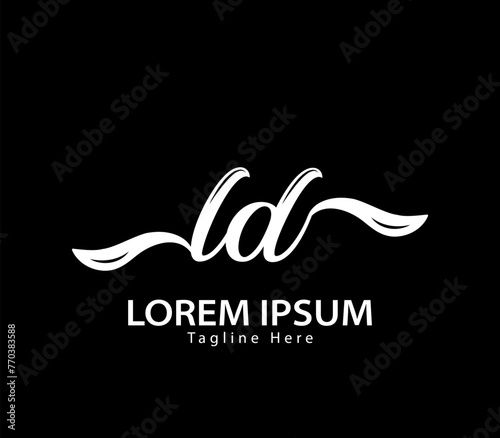 Initial handwriting letter LD logo design. LD logo design. LD logo design vector template in black background. photo