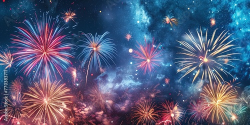 A Dazzling Fireworks Display Lighting Up the Night