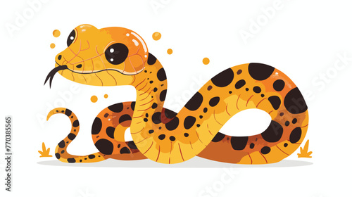 Cute little cobra snake cartoon  Flat vector isolated © Megan