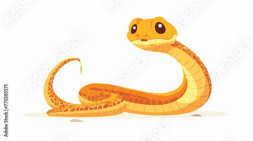 Cute little cobra snake cartoon Flat vector isolated
