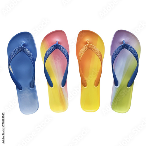 Colored flipflops on a transparent background 