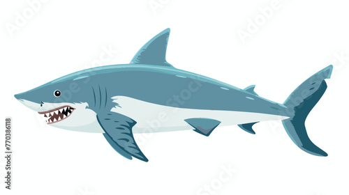 Cute smiling shark flat picture. Comic predator fish