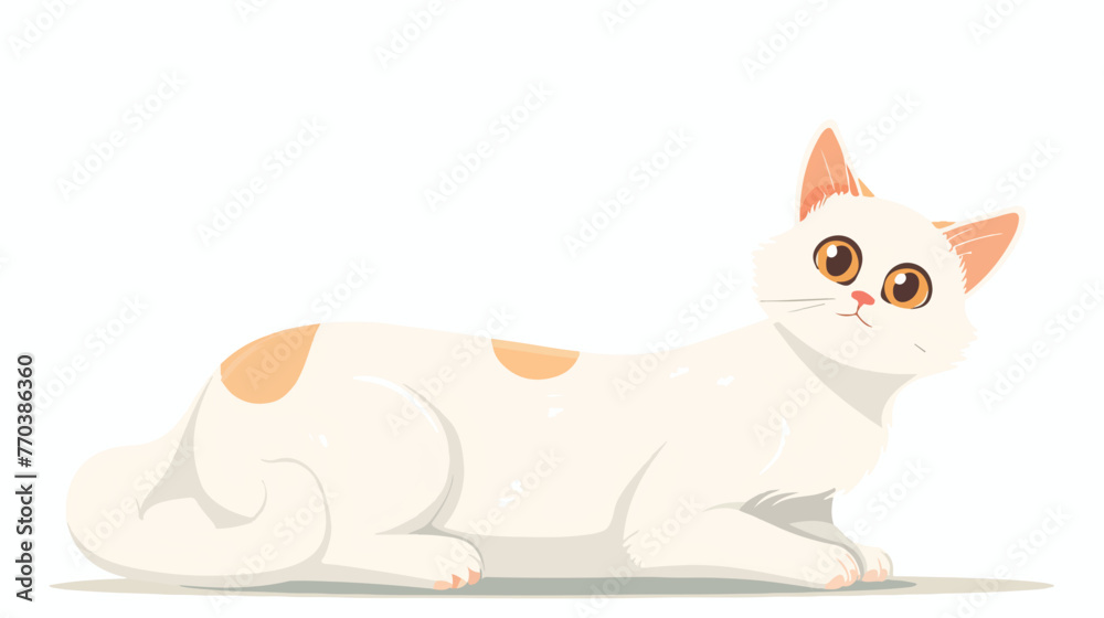 Cute white cat vector  Flat vector isolated on white