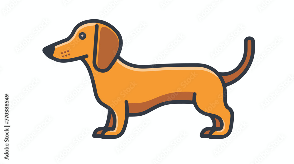 Dachshund dog flat line colored icon.  Flat vector is