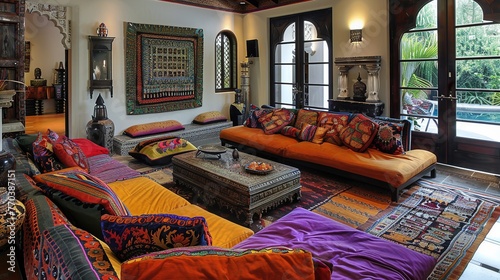 modern luxury asian traditional indian living room photo