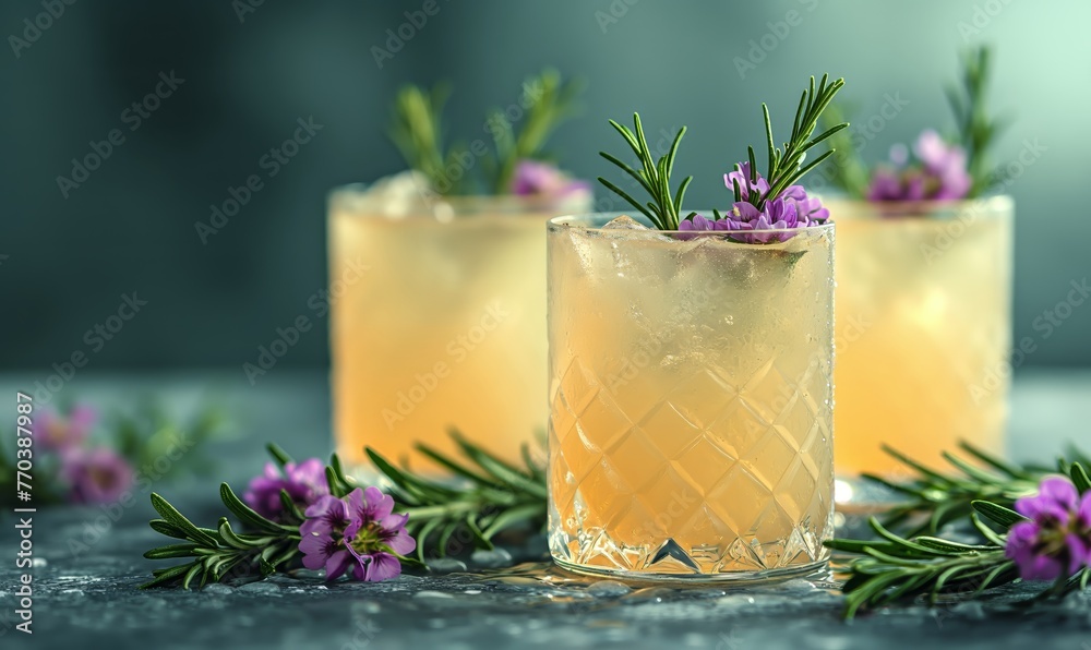 A light cocktail in a glass on a table on a blurred background. A light cocktail in a glass on a table on a blurred background.