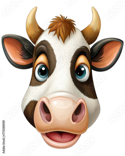 head of black white cow in cartoon © png sublimation