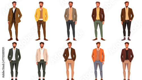 Elegant men icons colored cartoon character sketch F