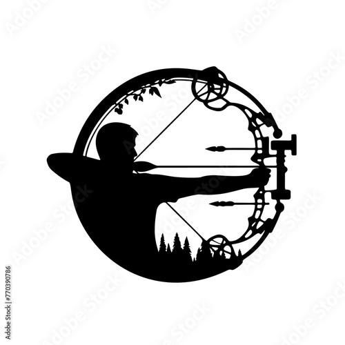 silhouette illustration of crossbow sport game