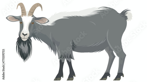 Happy cute grey goat vector illustration Flat vector