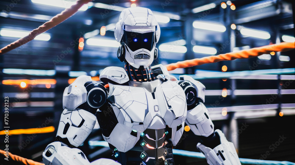 Robot on Thai boxing ring Muay Thai Style Robot on Thai boxing ring Muay Thai Style