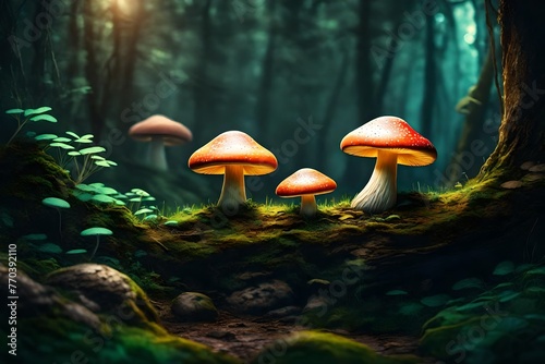 Mushroom Wallpaper ,Fantasy Wallpaper, 4K, Mushroom Light, Fantasy Mushroom, Jungle, Forest