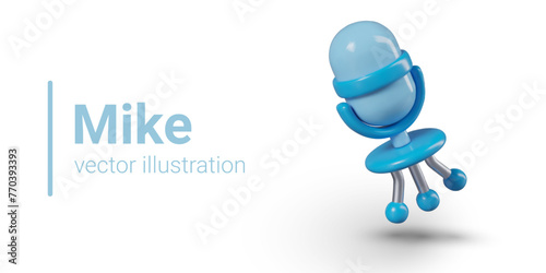 Vector detailed microphone in realistic style. Concept of online voicing