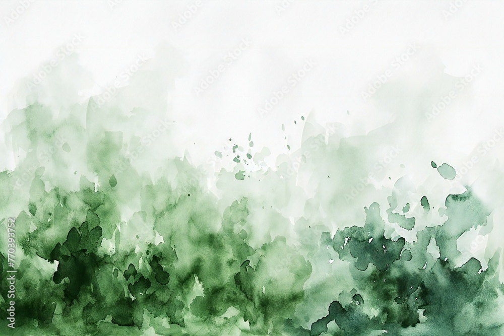 Abstract green watercolor splash on white background,  Digital art painting