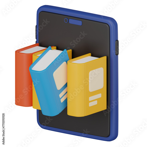 Online library in mesmerizing. 3D render.