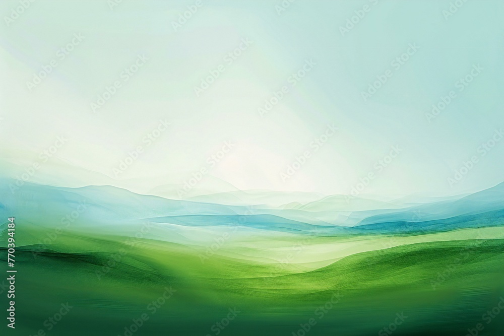 Abstract green mountain landscape in soft pastel colors,  Digital art painting