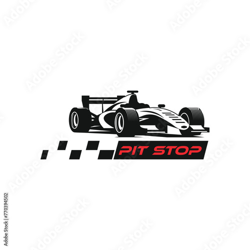 F1 racing car icon logo transport jet sport racing car symbol concept art pit crew stop isolated vector design black shell template oil turbo jet hybrid power black background race single seat