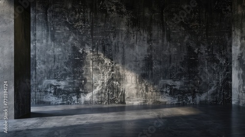 Background texture old of a dark concrete wall, With Copy Space to design the interior texture for display products.