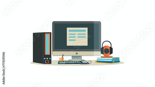 Pictograph of computer vector illustration. Flat design
