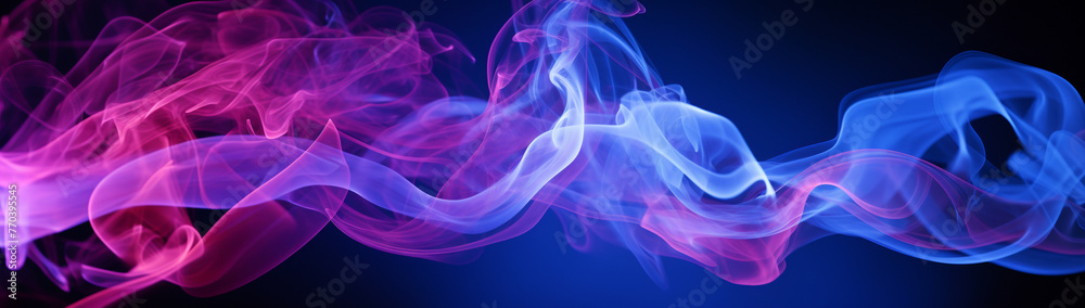 Fototapeta premium Ethereal smoke trails from incense, colored by ultraviolet light.