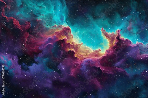 Cosmic space and stars, color cosmic abstract background with nebula