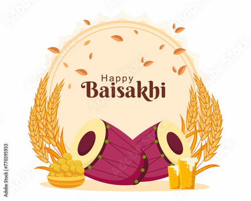 happy baisakhi punjabi sikh festival flyer poster banner creative greeting