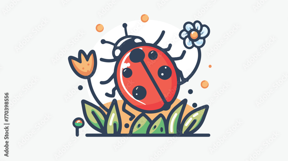 Spring Elements Ladybug Filled Line Icon  Flat vector